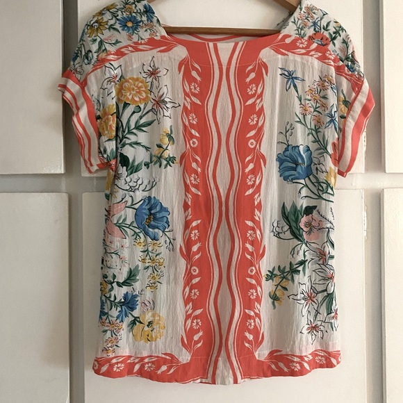 ANTHROPOLOGIE Maeve Romina Scarf-Printed Top - Picture 2 of 6